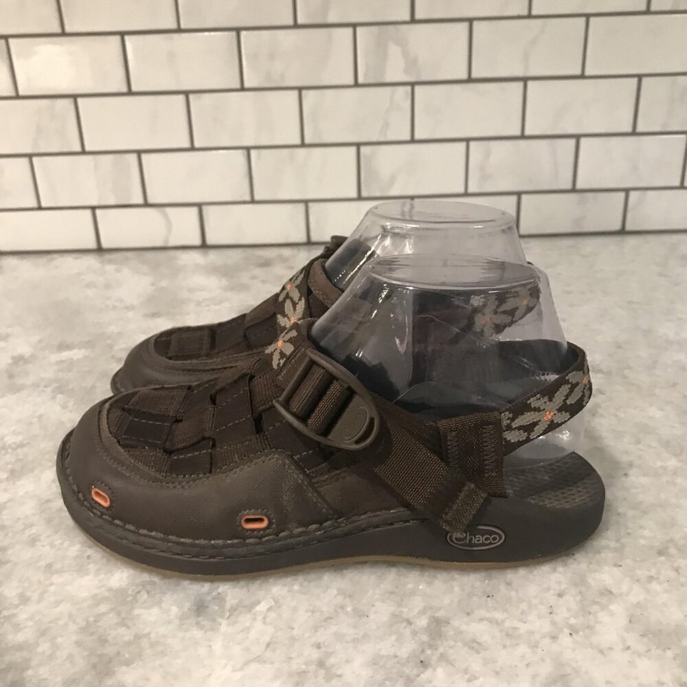 Chaco Sandals Youth Size 4 Brown Clogs Conundrum Fisherman Hiking Shoes Hiking - Picture 3 of 9